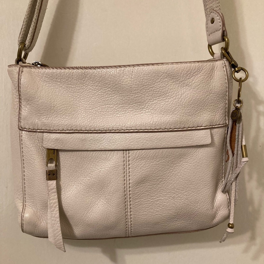 The SAK White Leather Purse Leather Bag Pocketbook Shoulder Crossbody Bag Stone